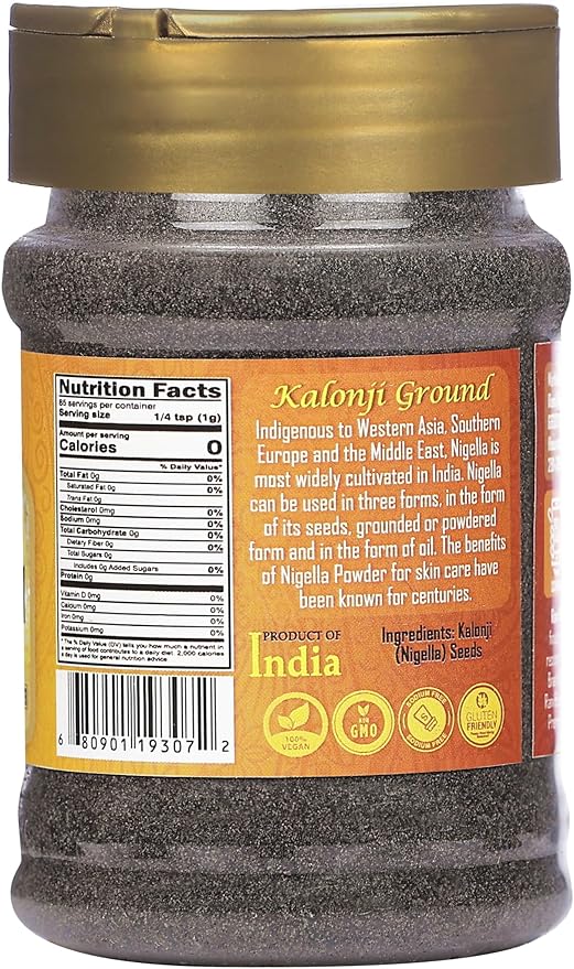 Rani Kalonji (Black Seed, Nigella Sativa, Black Cumin) Ground, Powder 3oz (85g) PET Jar ~ All