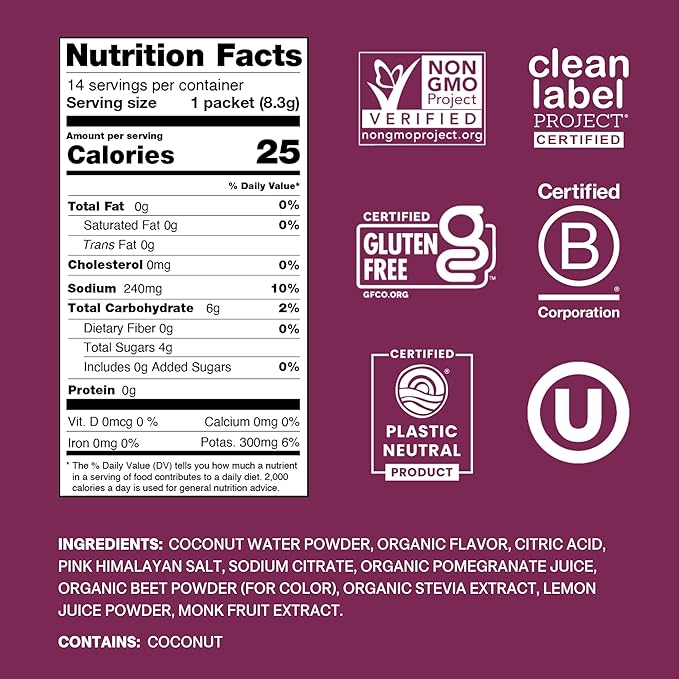 Cure Hydration | Plant-Based Electrolyte Drink Mix | No Added Sugar | FSA-HSA | Dehydration Relief