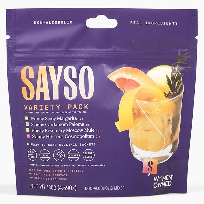 SAYSO Variety Pack | Skinny Mix Includes Spicy Margarita, Cardamom Paloma, Hibiscus Cosmopolitan &