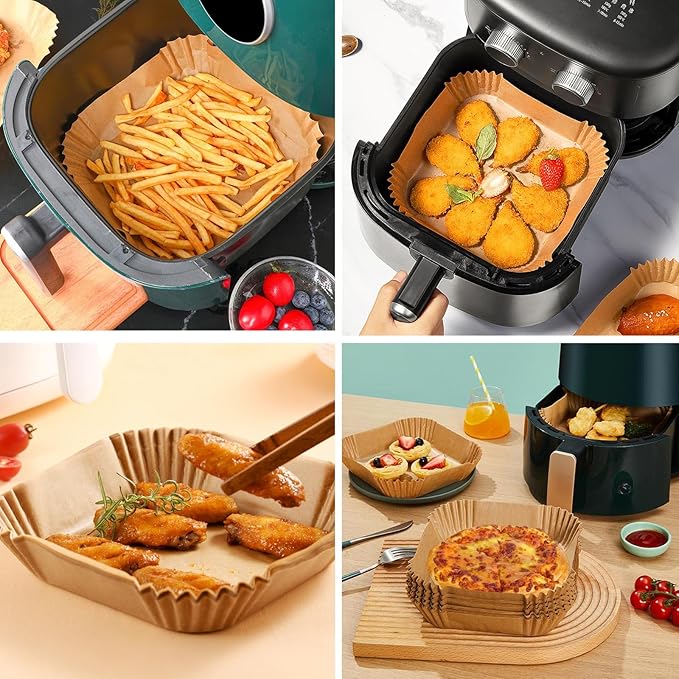 200Pcs Air Fryer Paper Liners, 6.3 Inch Square Disposable Air Fryer Liner, Non-stick Parchment