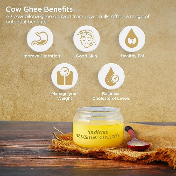 Indicow A2 Desi Kankrej Cow Ghee | Clarified Butter | Grass Fed, Pasture Raised Clarified Butter