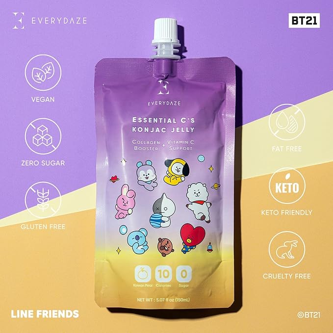 EVERYDAZE BT21 Essential C?셲 Konjac Jelly | Korean Pear | Vegan Collagen Peptides and Vitamin C |
