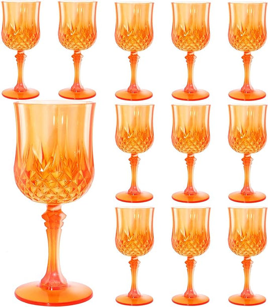 Plastic Wine Glasses，Plastic Goblets Vintage Style Cordial Drinking Glasses for Wedding Reception