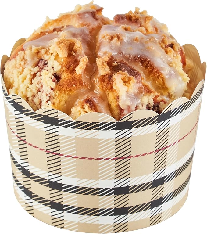Panificio 10 Ounce Cupcake Wrappers, 200 Scalloped Baking Cups - Oven-Ready, Greaseproof, Plaid