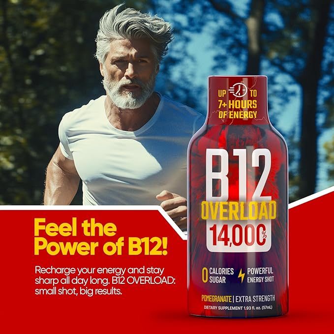 B12 Overload Extra Strength Energy Shot ??Pomegranate ??260mg Caffeine, 14000% B12, Electrolytes