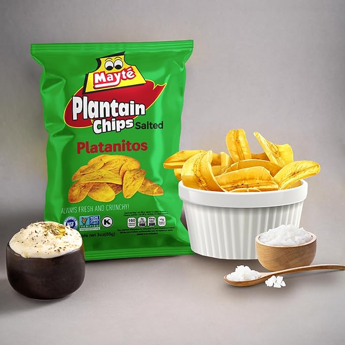 Mayté Lightly Salted Plantain Chips – 30 Individual Packs (3oz Each) – Crunchy, Savory, Healthy