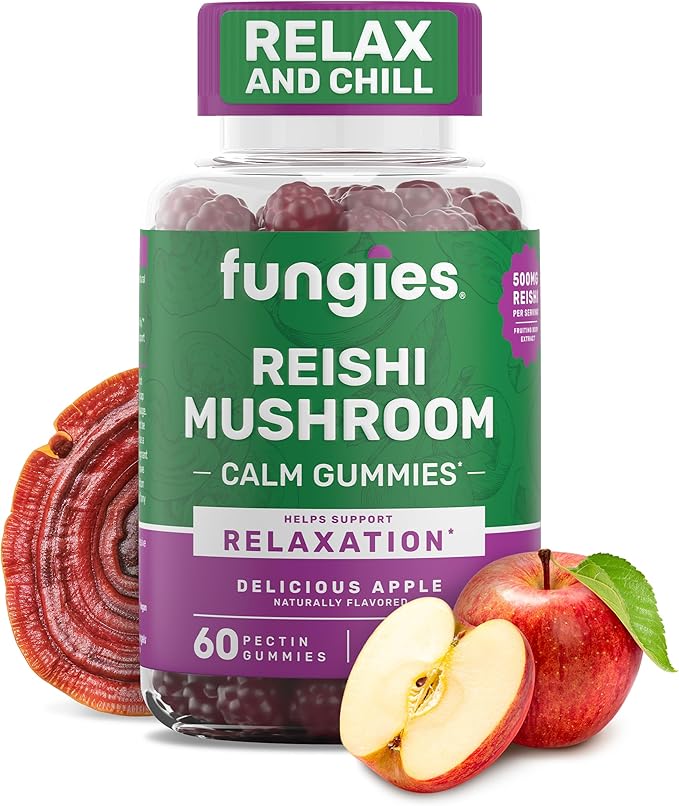 Fungies Reishi Mushroom Gummies, Delicious Apple Flavor - Mushroom Herbal Supplement Gummy for