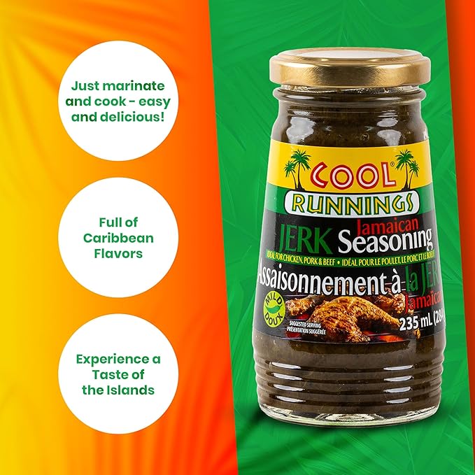 Cool Runnings Jerk Jamaican Seasoning Mild Sauce 284g - Authentic Mild Jamaican Sauce for