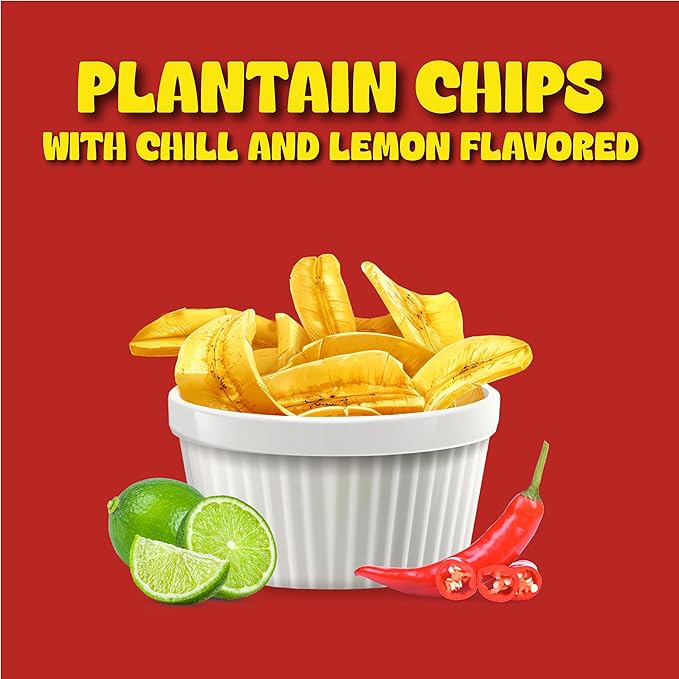 Mayté Plantain Chips – Chili Lemon, 30 Individual Packs (3oz Each) – Non-GMO, Gluten-Free, Kosher
