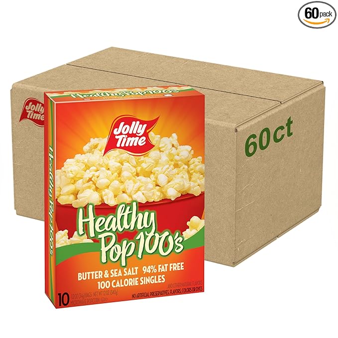 Jolly Time Healthy Pop Microwave Popcorn, 1.2oz Personal Bag, 10 Bags Per Carton (Healthy Pop 100's