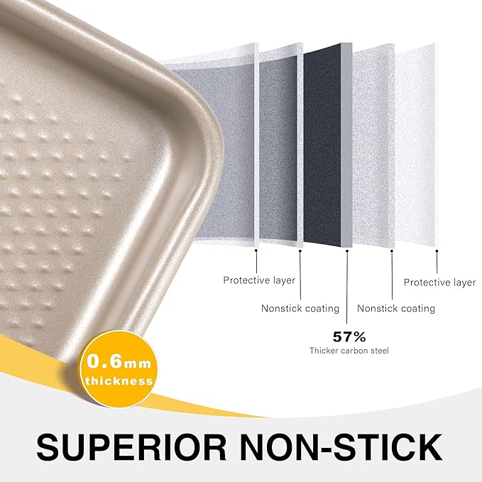 Half Cookie Sheet Pan for Baking - HONGBAKE Nonstick Baking Sheet with Diamond Texture Surface, 57%