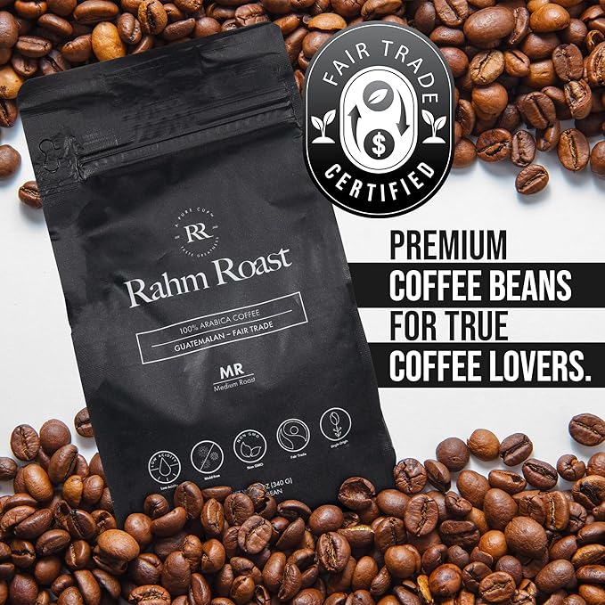 RAHM ROAST Double Washed Coffee Beans - Medium Roast Whole Bean Coffee 12oz (1 Pack)