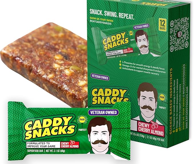 Caddy Snacks Chewy Cherry Almond ??Healthy Snack Bars | Low Sugar | Vegan | Gluten Free | On-the-Go