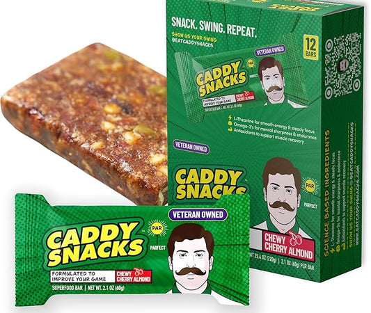 Caddy Snacks Chewy Cherry Almond ??Healthy Snack Bars | Low Sugar | Vegan | Gluten Free | On-the-Go