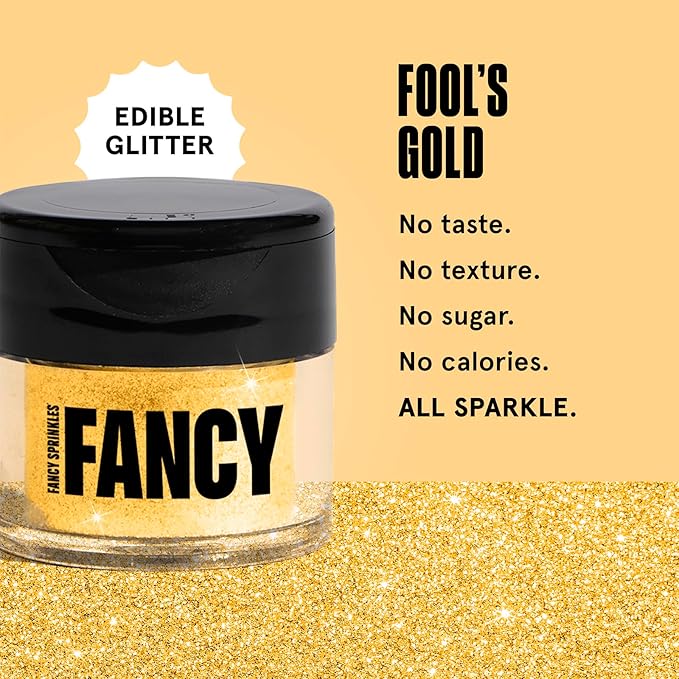 Fancy Sprinkles Fool's Gold Premium Edible Glitter, 100% Edible Glitter for Sparkling Food & Drinks