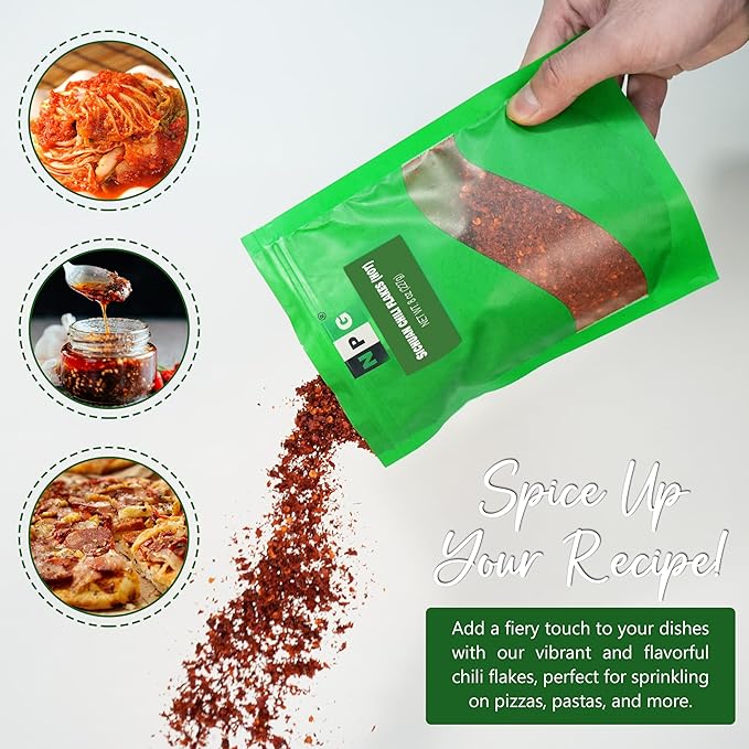 NPG Authentic Sichuan Chili Flakes 8 Ounce, Extra Hot, Szechuan Crushed Red Pepper Flake Bulk
