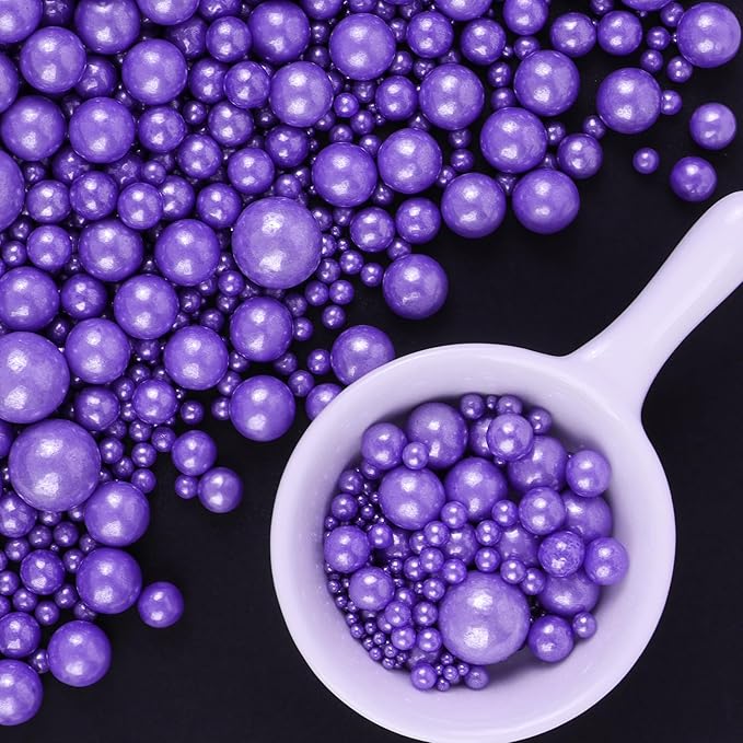 Purple Sprinkles for Cake Decorating, 6 Sizes Mix 4.6 oz Edible Pearl Sugar for Ice Cream Cupcake