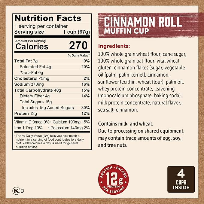 Kodiak Cakes Minute Muffin Cup Variety Pack - 100% Whole Grains, Double Dark Chocolate, Blueberry &