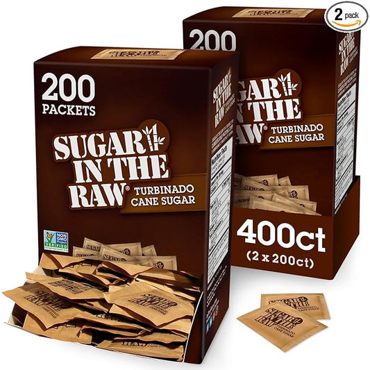 Sugar In The Raw Granulated Turbinado Cane Sugar On The Go Packets, No Erythritol, Pure Natural