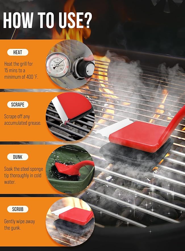 Grill Brush Bristle Free, Grill Cleaner Brush with 5 Replacement Heads, Ultra Safe Grill Brush for