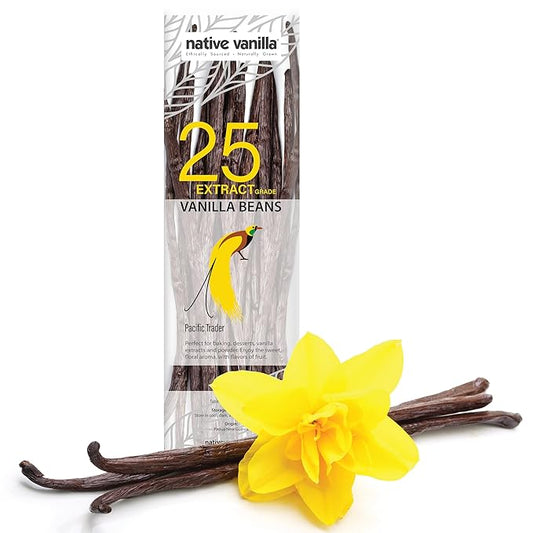 25 Tahitian Vanilla Beans - Premium Grade B Whole Vanilla Pods - For Vanilla Extract, Cooking