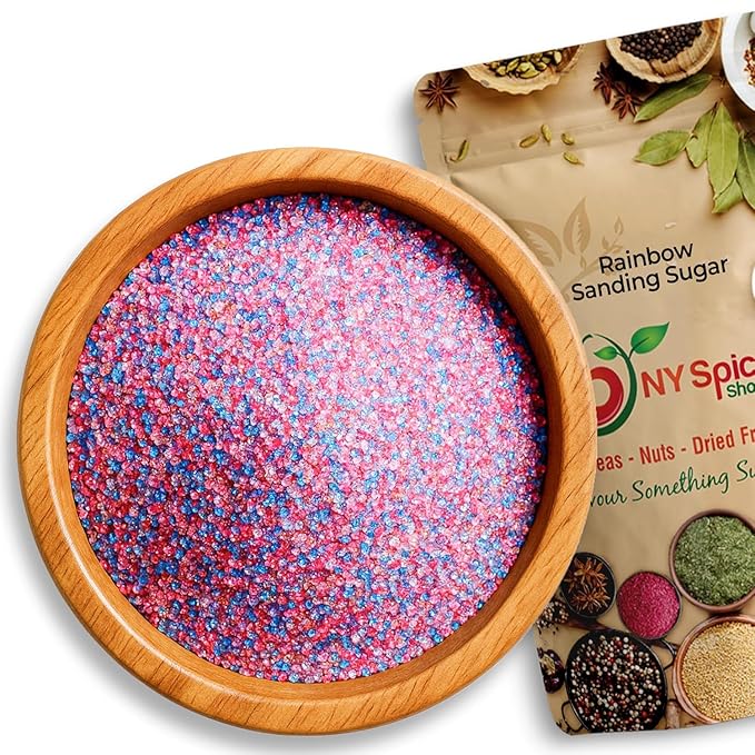 NY Spice Shop Rainbow Sanding Sugar - 4 Ounce Sweet Colorful Edible Sprinkles For Candy Dish