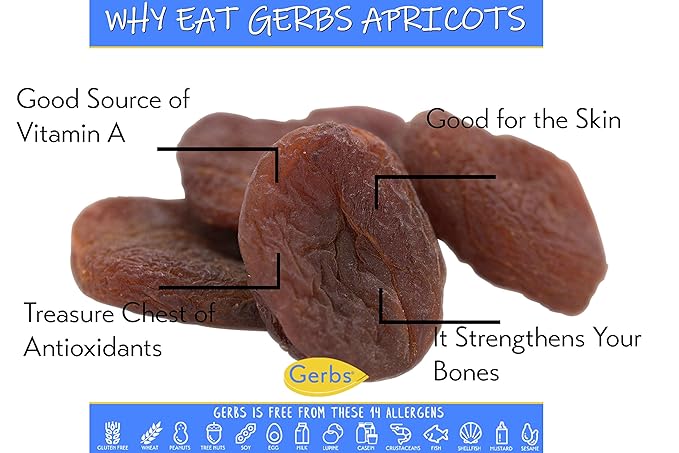Gerbs Dried Apricots 2 lbs. | Unsulfured, No Additives, Resealable Bag | Naturally Sweet & Chewy |