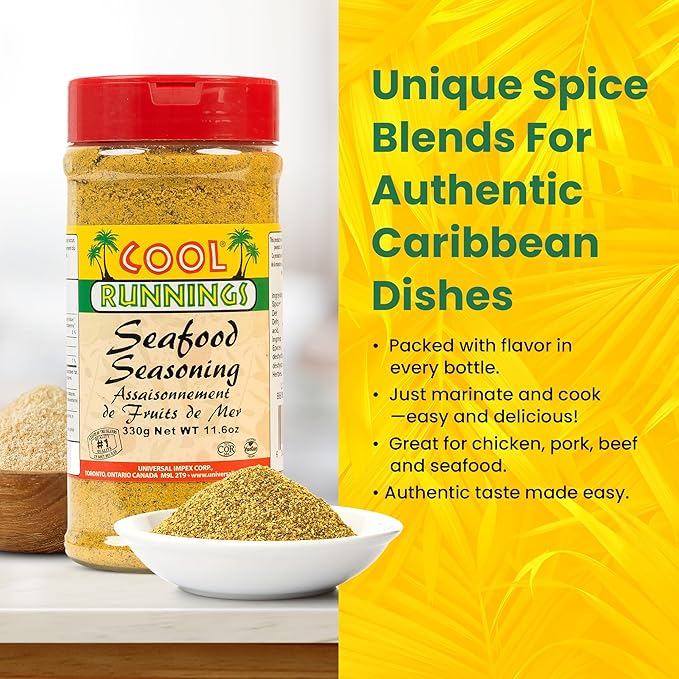 Cool Runnings Seafood Seasoning 330g - Authentic Caribbean Spice Blend for Enhancing Grilled