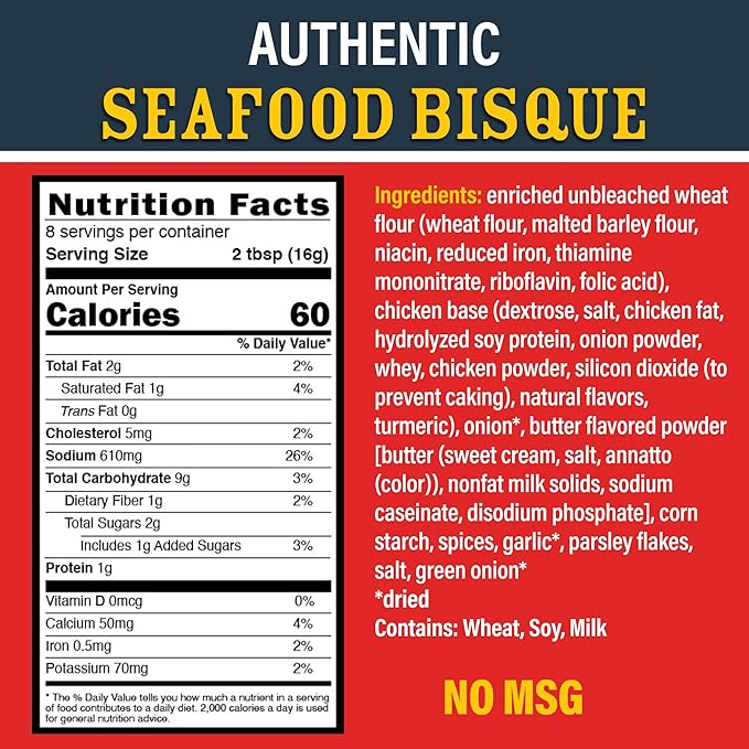Ragin' Cajun Seafood Bisque Mix - 5 oz, Pack of 3, All Natural, No MSG - Authentic Louisiana Creole