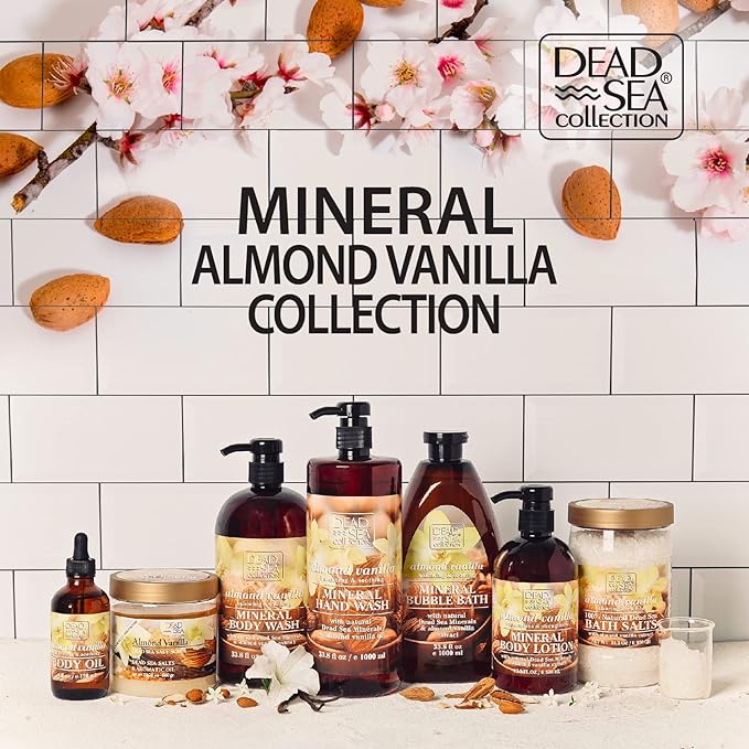 Dead Sea Collection Body Oil with Almond & Vanilla-Dry Skin Moisturizer and Hydrating Massage