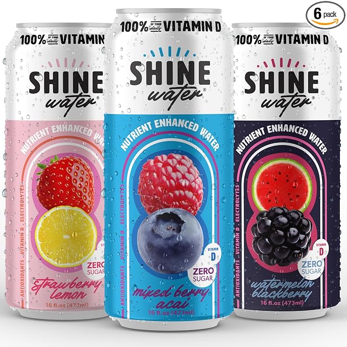 ShineWater Vitamin D Hydration Electrolyte Drink - Flavored water with electrolytes, Sugar-Free