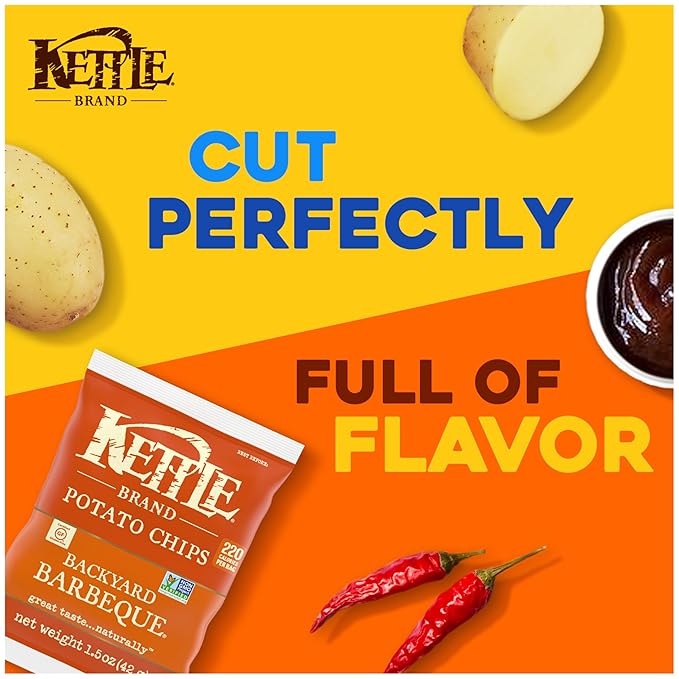 Kettle Brand Potato Chips, Backyard Barbeque Kettle Chips, Snack Bag, 1.5 Oz