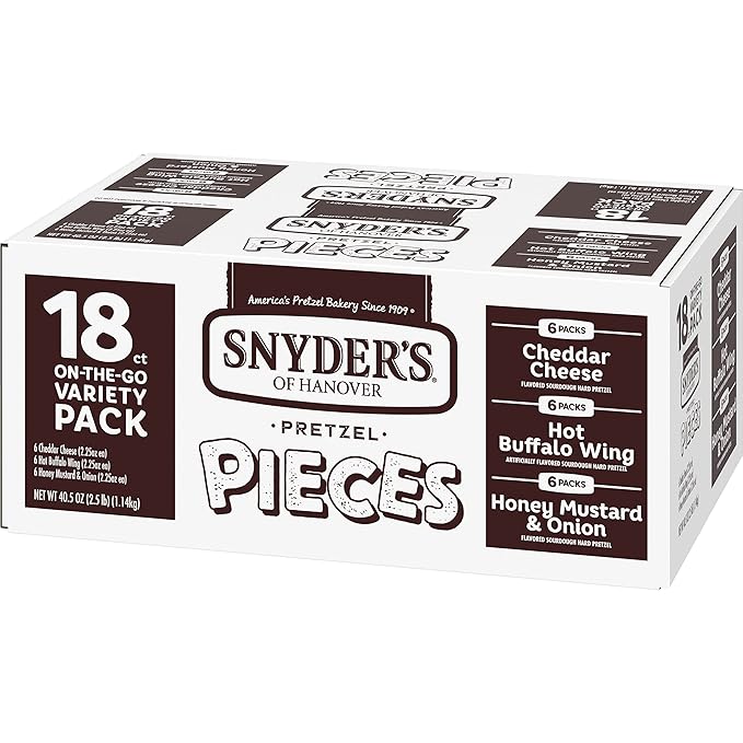 Snyder's of Hanover Pretzel Pieces, Variety Pack of Pretzels Individual Packs, 2.25 Oz, 18 Ct (Pack