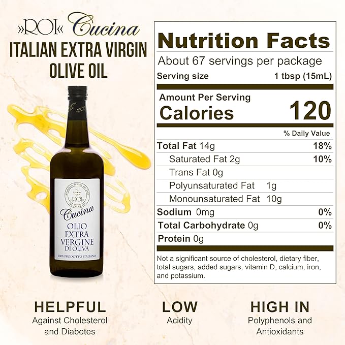 Roi Extra Virgin Olive Oil from Italy - Cucina Ligurian Olive Oil from Italy, First Cold Pressed