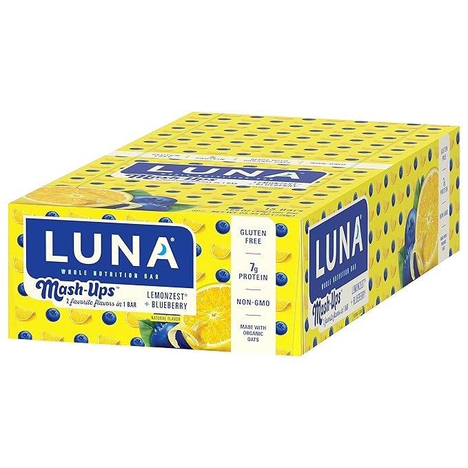 LUNA Bar - Mash-Ups LemonZest + Blueberry Flavor - Snack Bars - Non-GMO - Gluten-Free Protein Bars