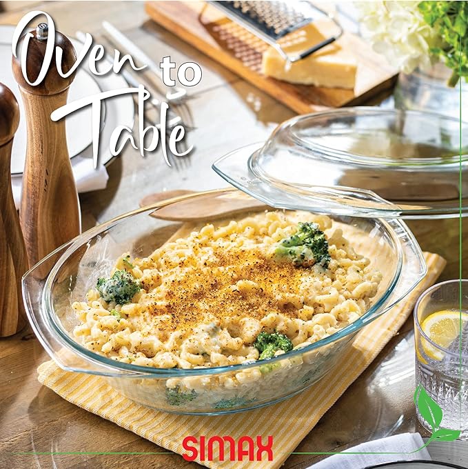 Simax Clear Oval Shaped Glass Casserole with Tight Fitting Lid ??Heat, Cold and Shock Proof ??Made