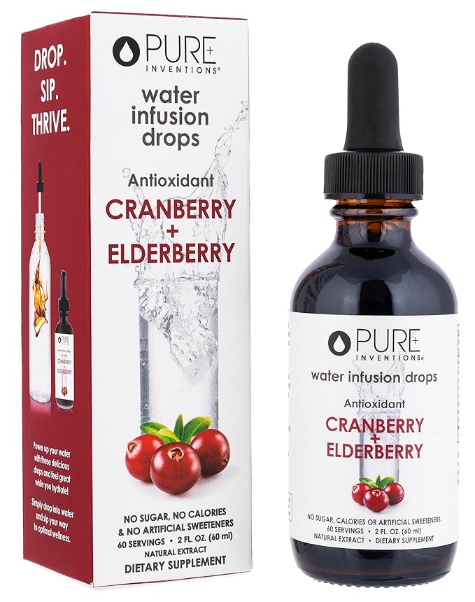 Pure Inventions - Cranberry & Elderberry Water Infusion Drops - Antioxidants & Electrolytes