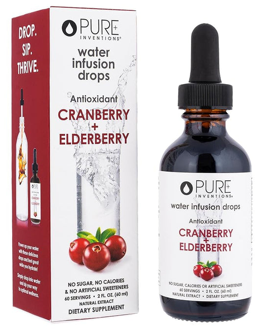 Pure Inventions - Cranberry & Elderberry Water Infusion Drops - Antioxidants & Electrolytes