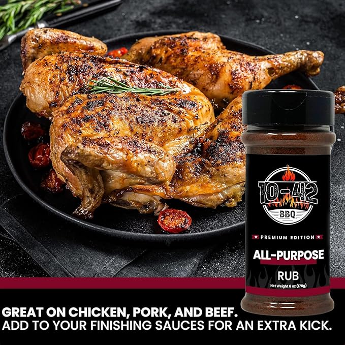 10-42 All-Purpose BBQ Rub Seasoning NO MSG, 0 Calorie | Premium Edition, All Natural Dry Meat Rubs