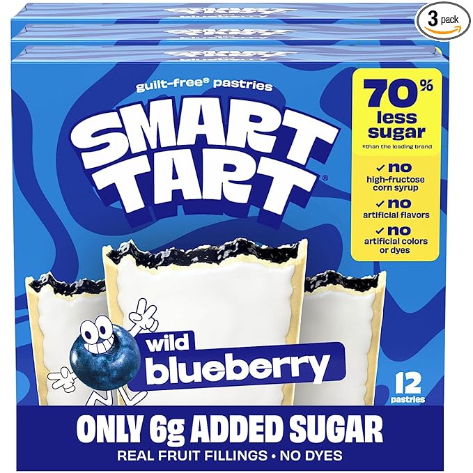 Smart Tart Toaster Pastries Wild Blueberry - Low Sugar Snacks, Healthy Breakfast Pastry, On the Go