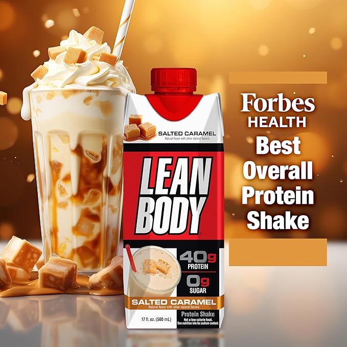 Lean Body Ready-to-Drink Salted Caramel Protein Shake, 40g Protein, Whey Blend, 0 Sugar, Gluten