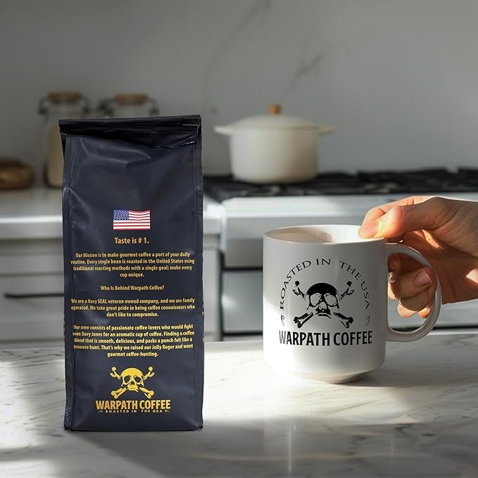 Warpath Coffee Light Roast Whole Bean Coffee, Dark Chocolate Blend, High Caffeine, Extra Strong
