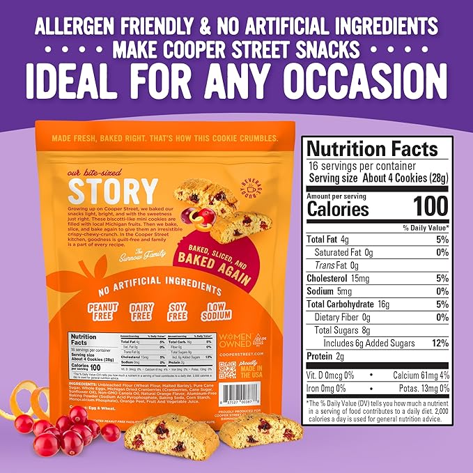 Cooper Street Twice-Baked Orange Cranberry Biscotti Cookies (16 oz - Pack of 2) ??Over 50 Biscotti
