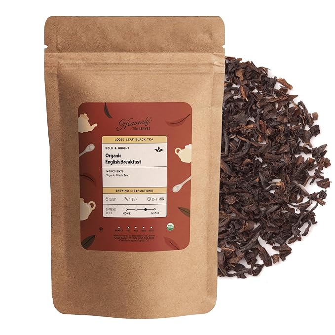Heavenly Tea Leaves Organic English Breakfast, Loose Leaf Black Tea, 4 oz (Approx. 50 Cups) ??Bold