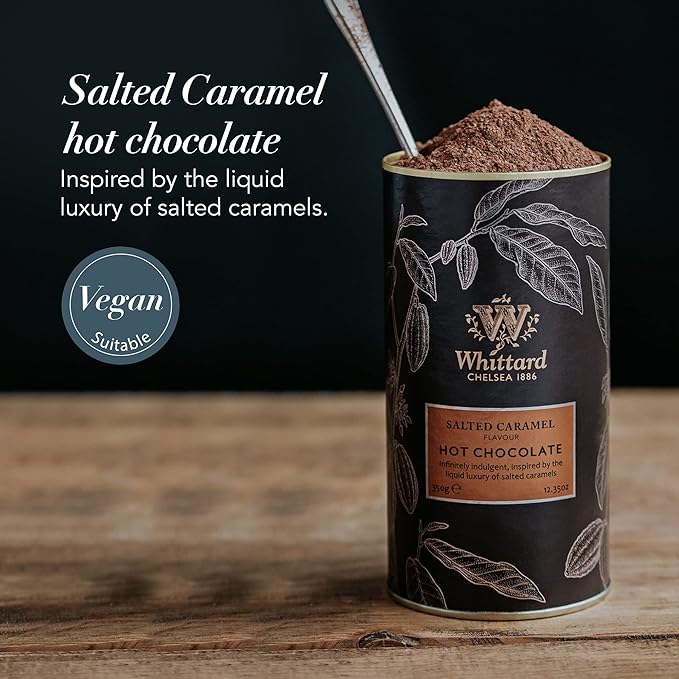Whittard of Chelsea - Salted Caramel Flavor Hot Chocolate - Milk Chocolate Mix, Vegetarian, Vegan