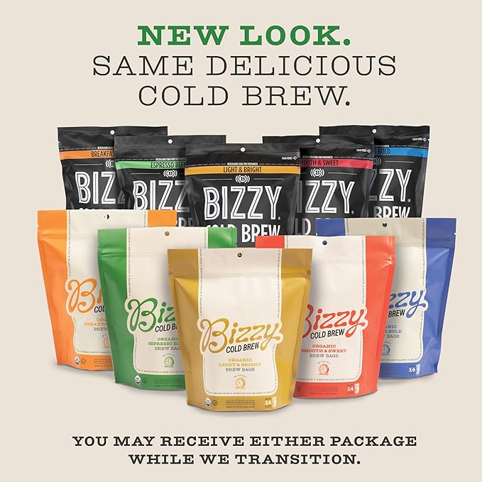Bizzy Organic Cold Brew Coffee | Dark & Bold Blend | Coarse Ground Coffee | Dark Roast | Micro