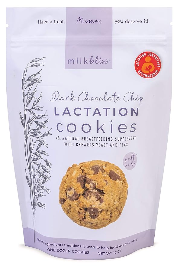 MilkBliss Dark Chocolate Chip Oatmeal Lactation Cookies with Brewers Yeast for Breastfeeding and