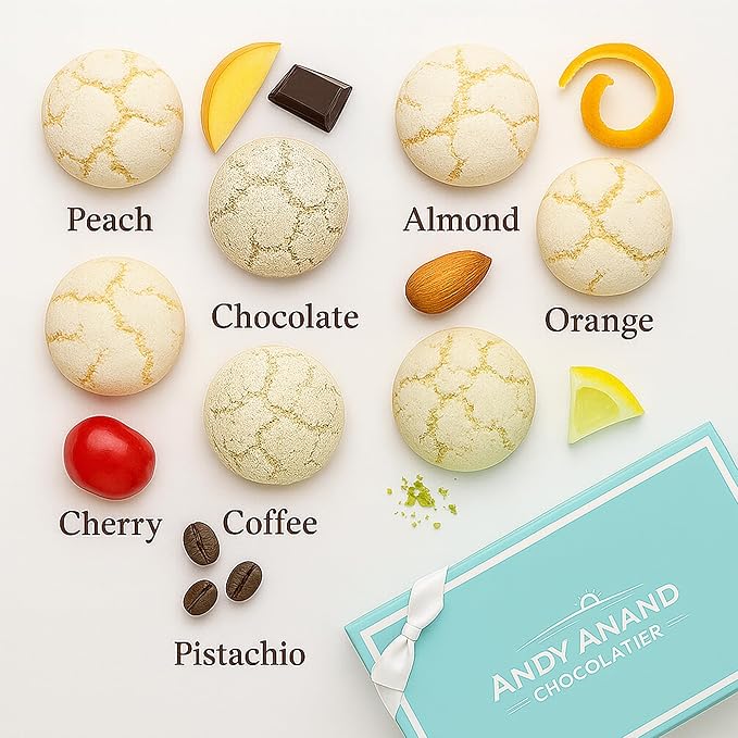 Andy Anand Gourmet Italian Amaretti Cookies | 20 Assorted Pieces, Chocolate, Peach, Orange, ...
