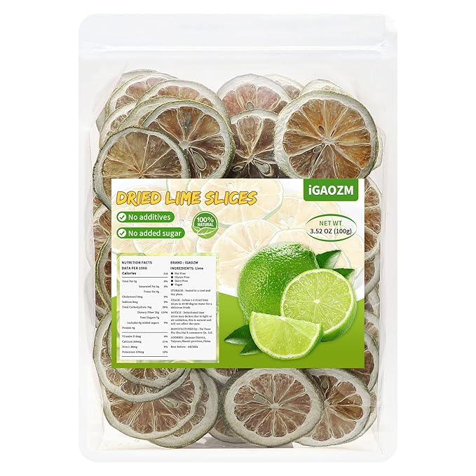 iGAOZM Dried Lime Slices,3.52OZ/100g,Dehydrated Dry Lime For Cocktails,No Additives,No Sugar