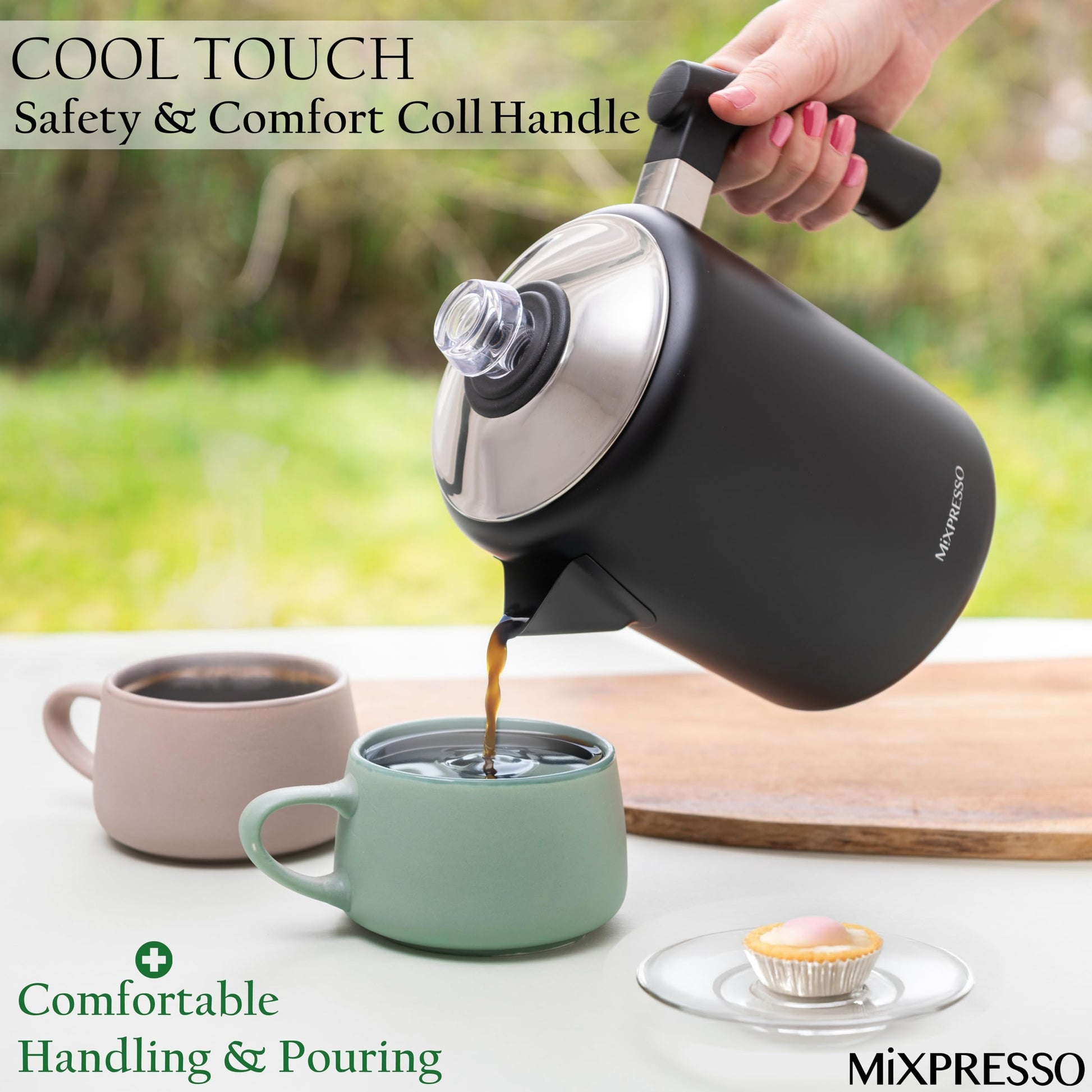 Mixpresso 5-8 Cup Coffee Percolator Stovetop, Stainless Steel Coffee Pot